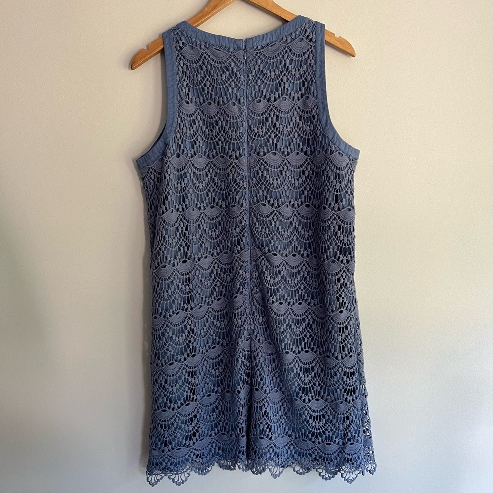 LOFT Blue Crochet Sleeveless Mini Dress size 16 - Picture 2 of 9